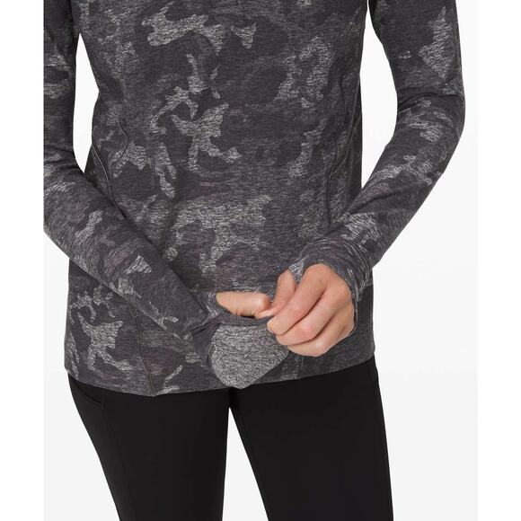 Lululemon Warm Stabilizer 1/2 Zip Hoodie Incognito Camo Black Size 6 Athleisure - Picture 5 of 12